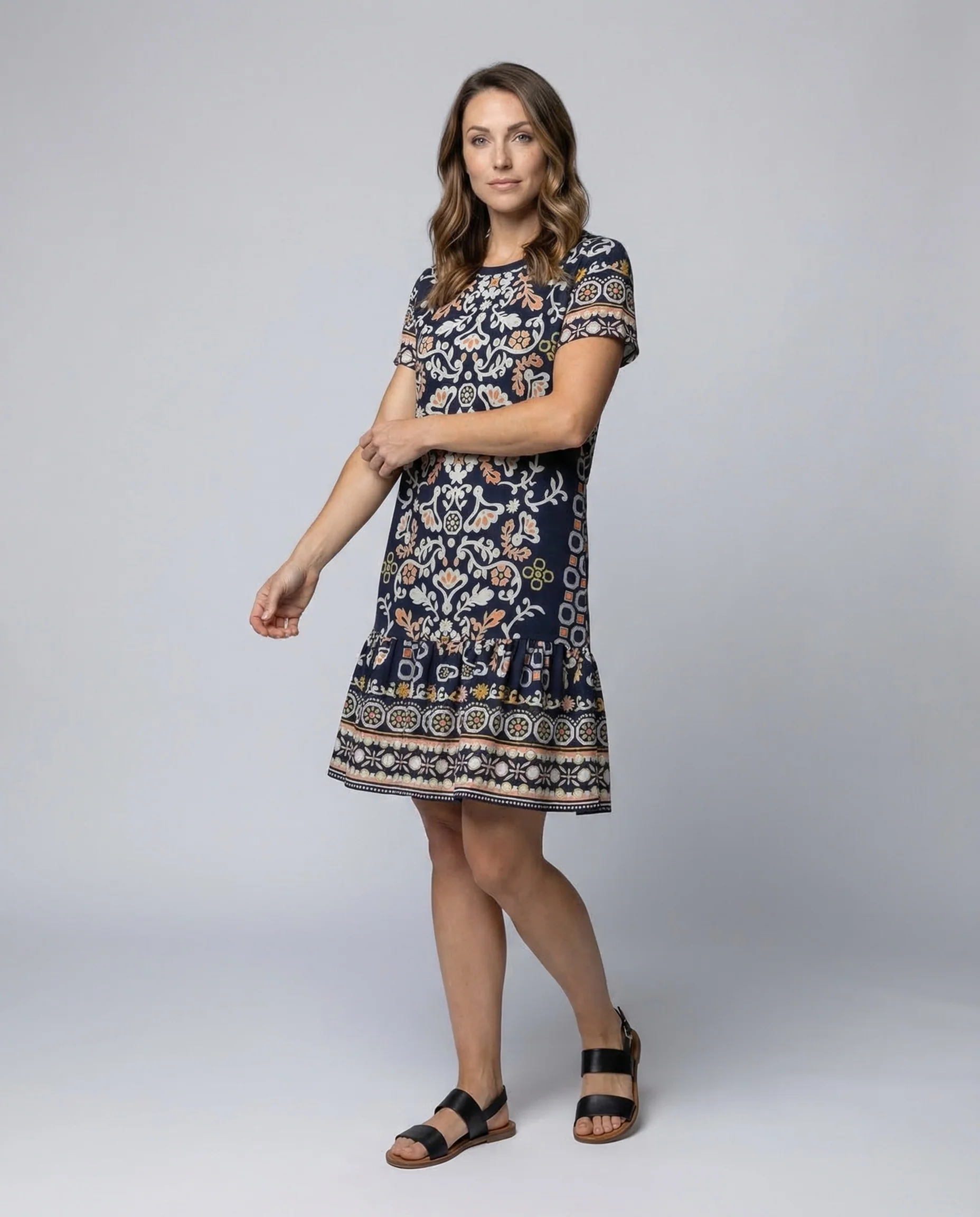 Damen Viskose Kleid Ethnomuster