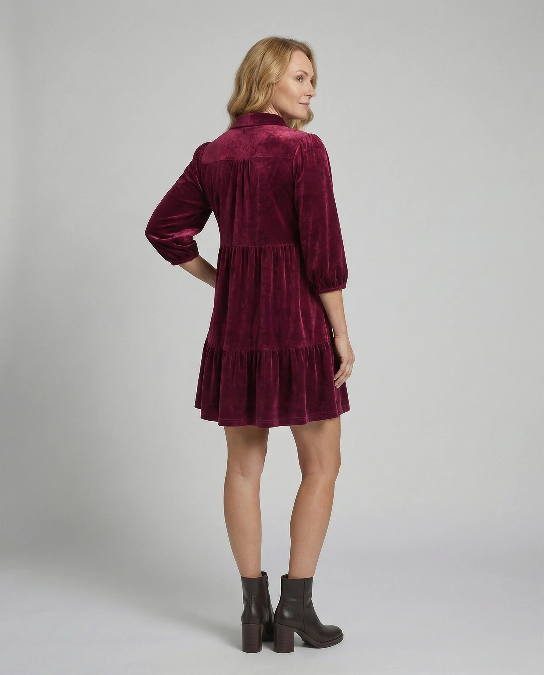 Damen Freizeitkleid Samt Babydoll
