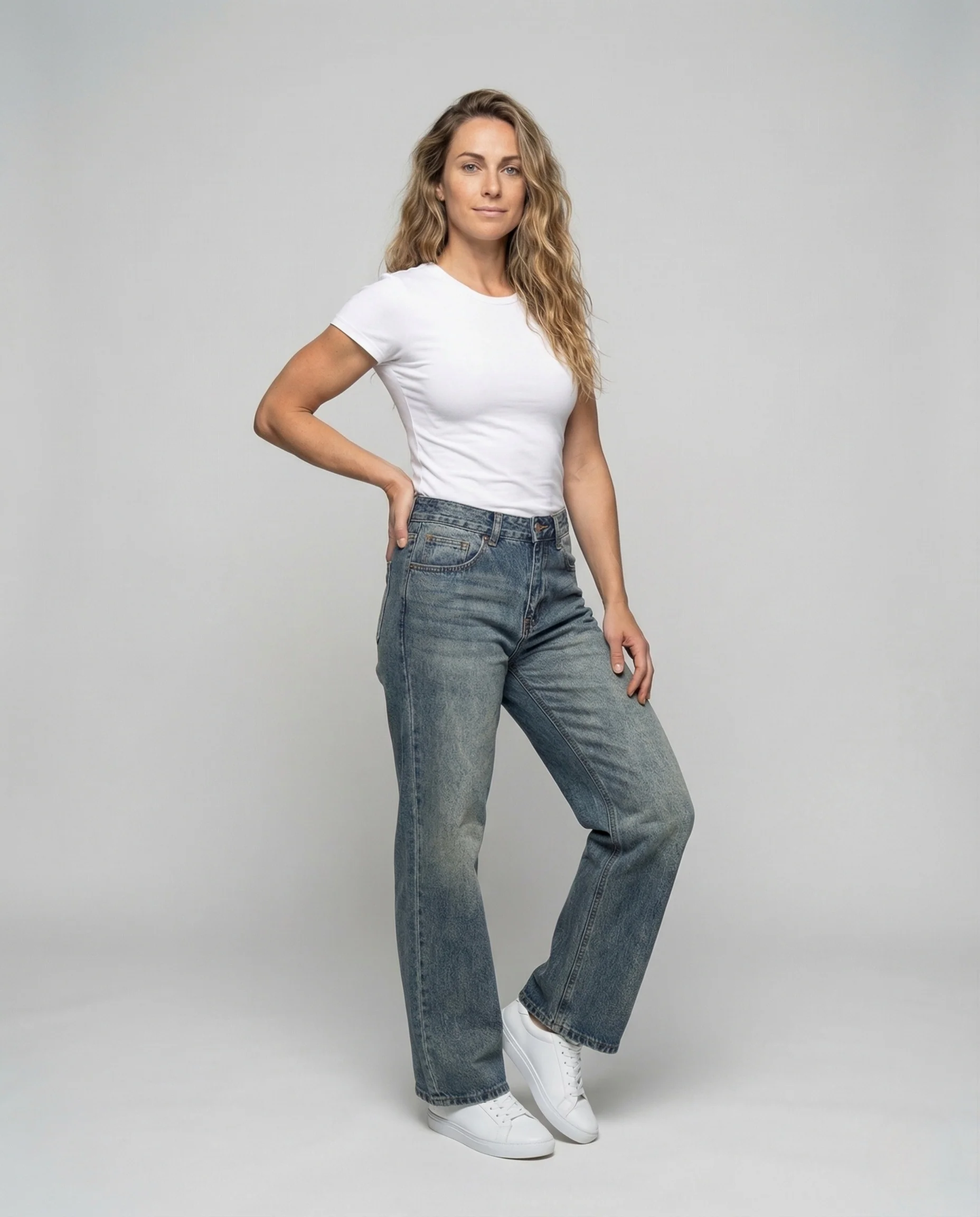 Damen Culotte Jeans Weites Bein