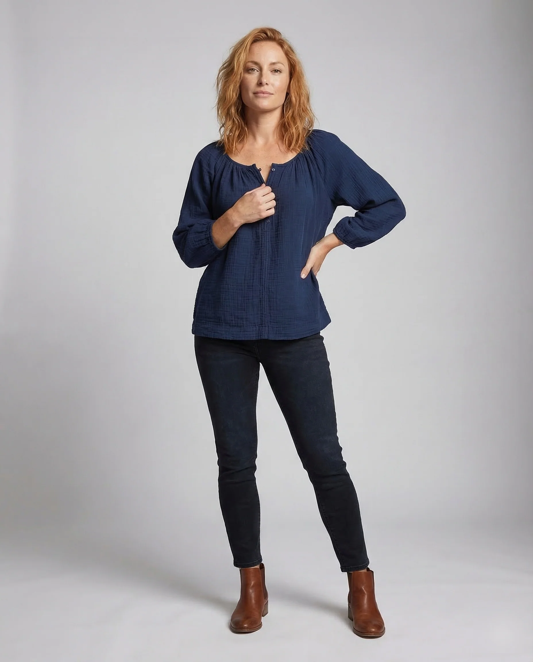 Damen Tunika Bluse Baumwolle Freizeit