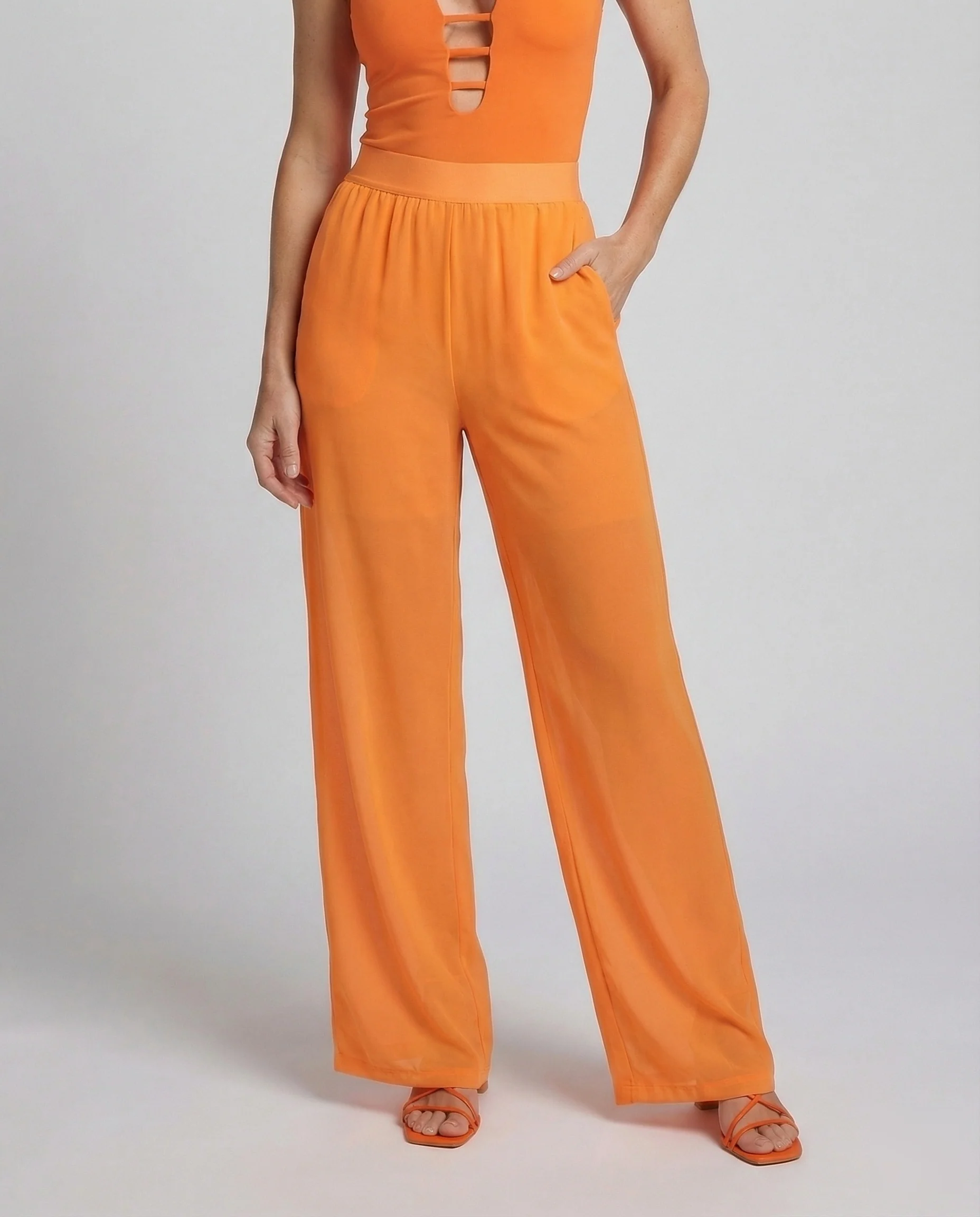 Damen Chiffon Hose Weit Elastikbund - Image 2