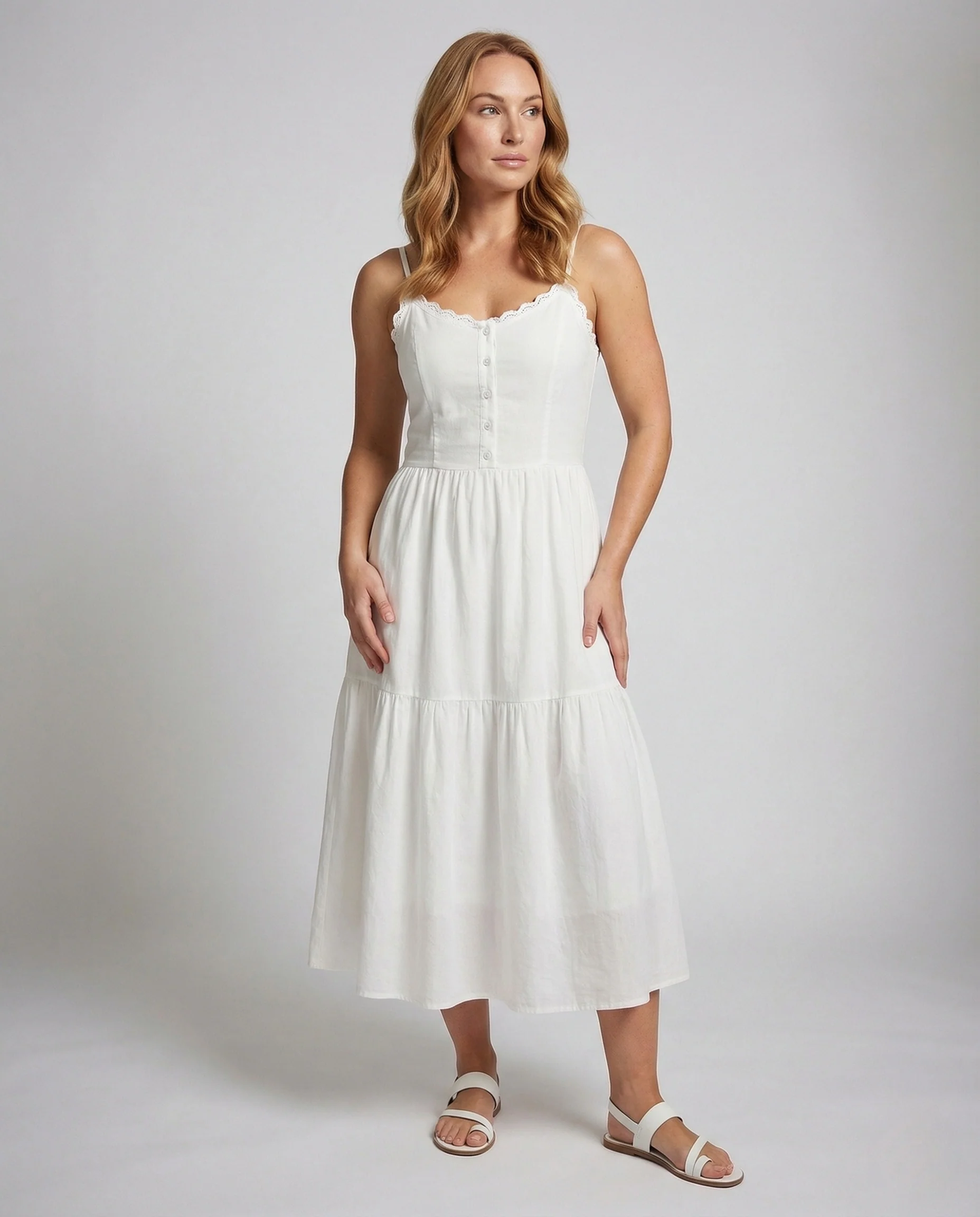 Damen Stufen Maxikleid aus Baumwollmix