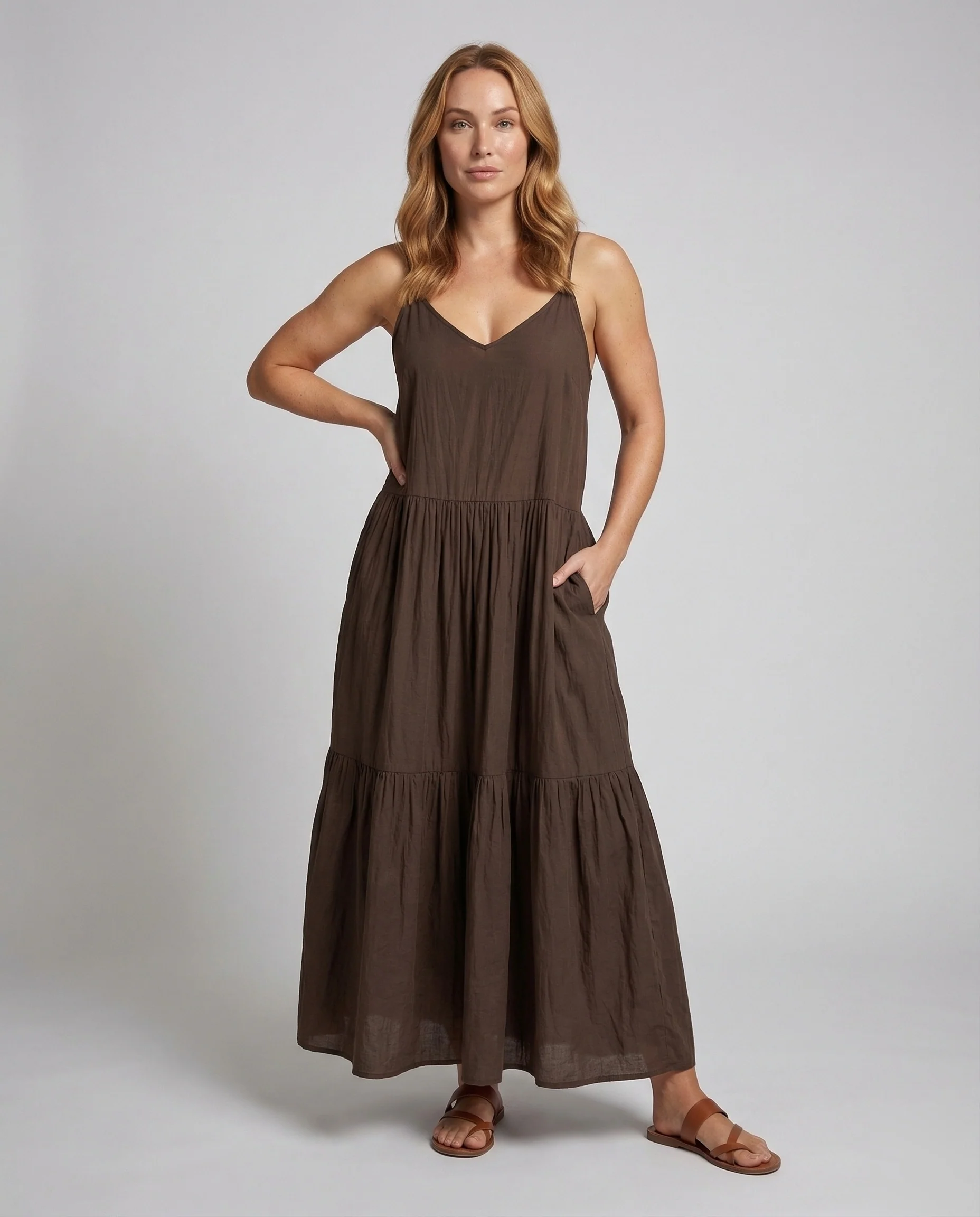 Damen Stufenkleid mit Spaghettiträgern