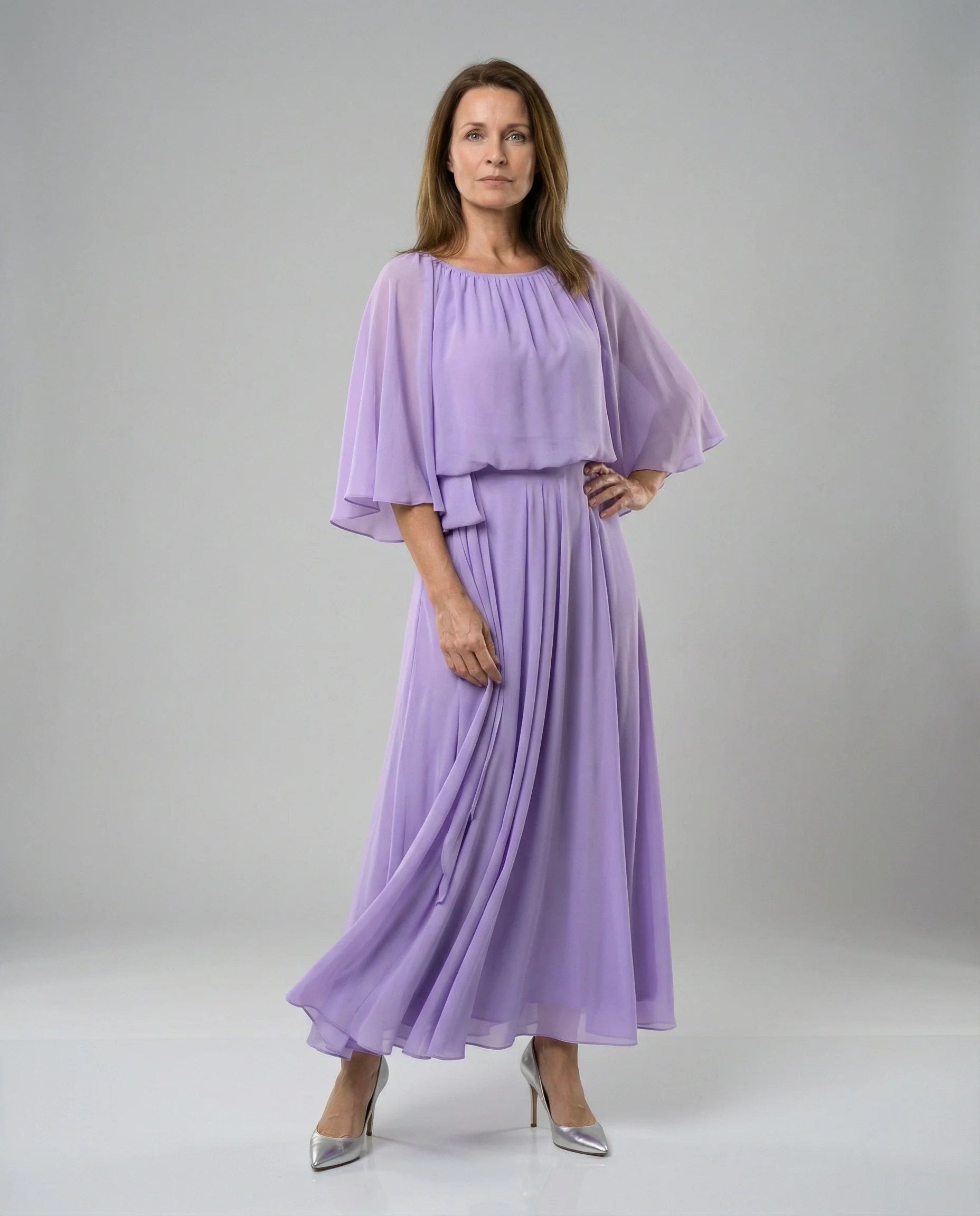 Maxikleid Sommer mit Capeärmeln