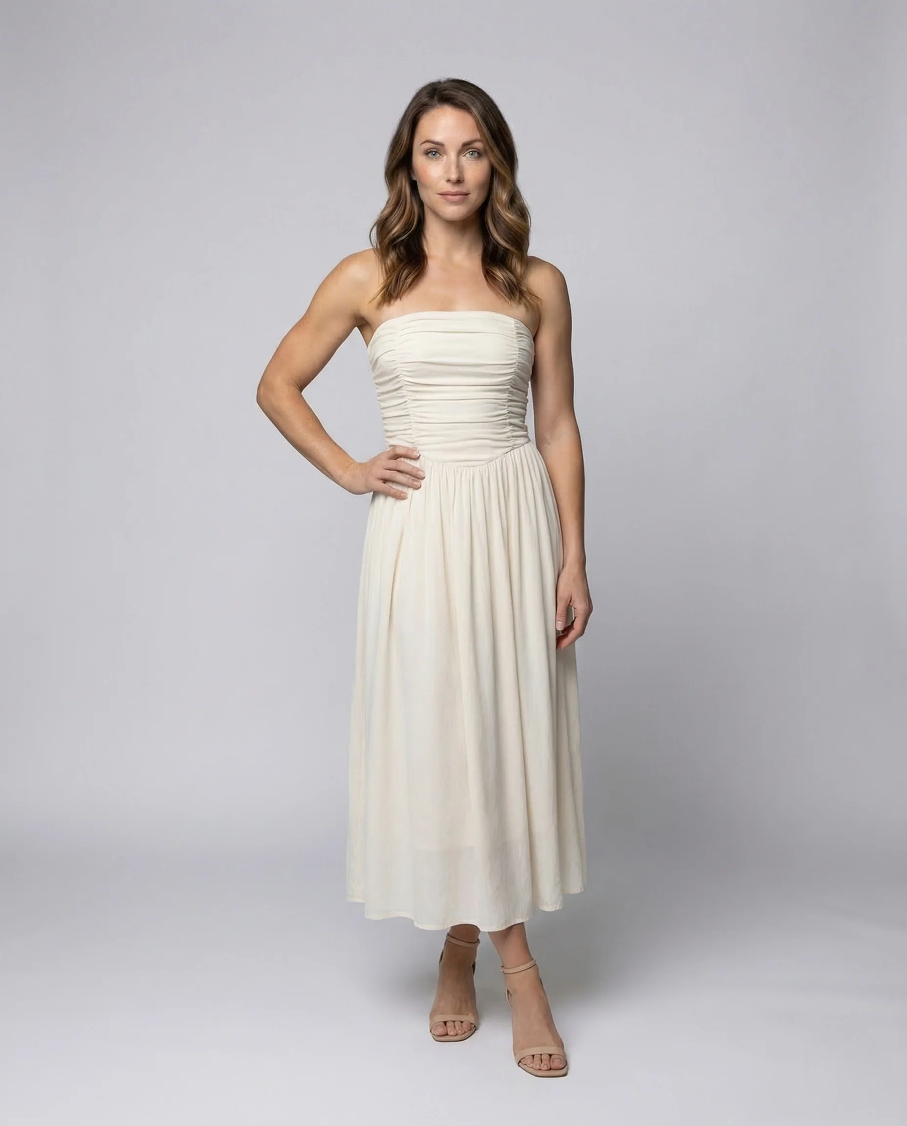 Damen Maxikleid Bustier Spaghettiträger