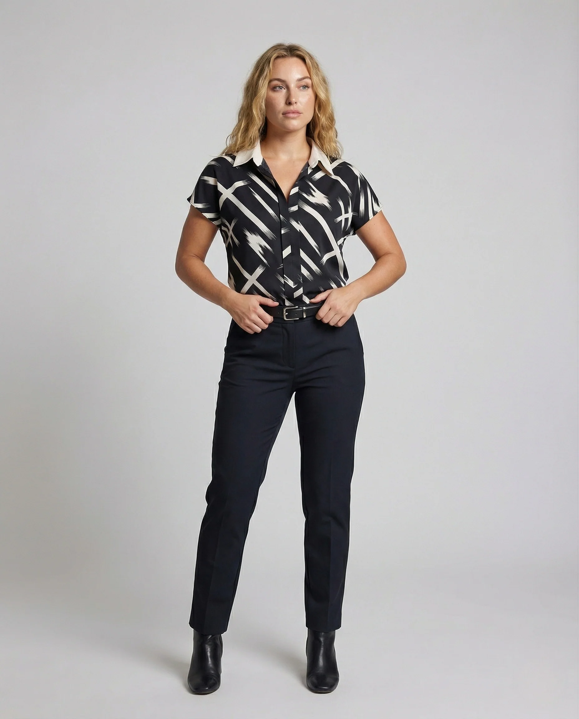 Damen Seidenimitat Blusenshirt mit Print