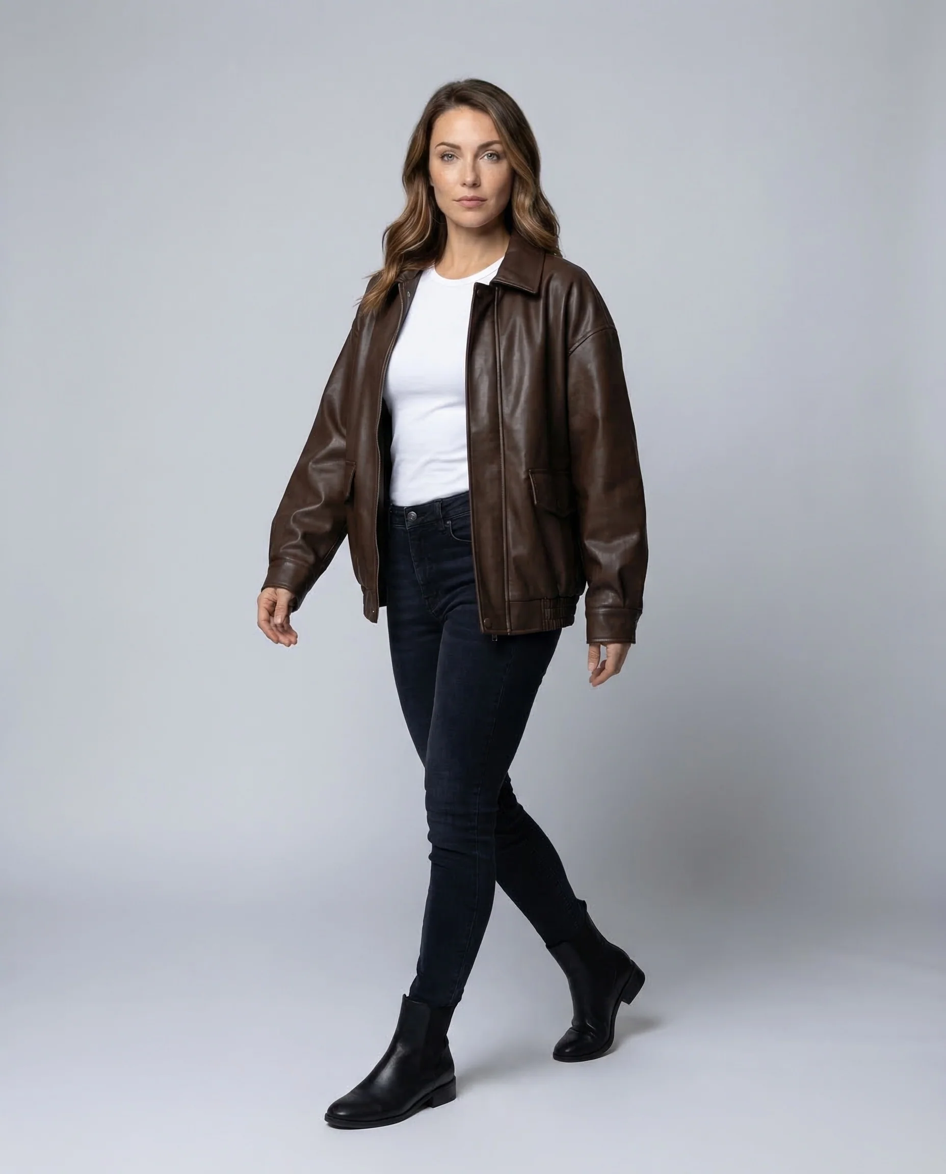 Damen Kunstlederjacke Boxy