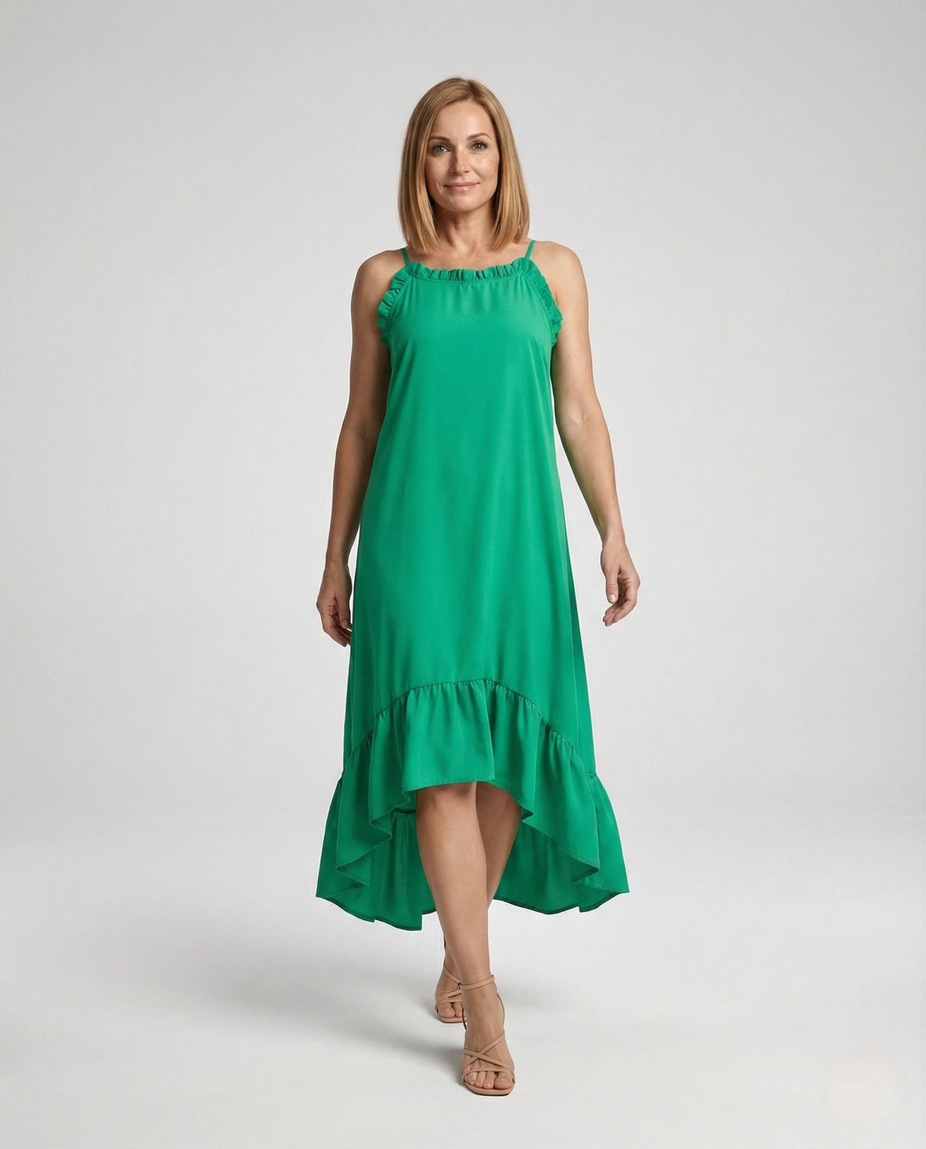 Spaghettiträger Maxikleid Damen Mit Volant