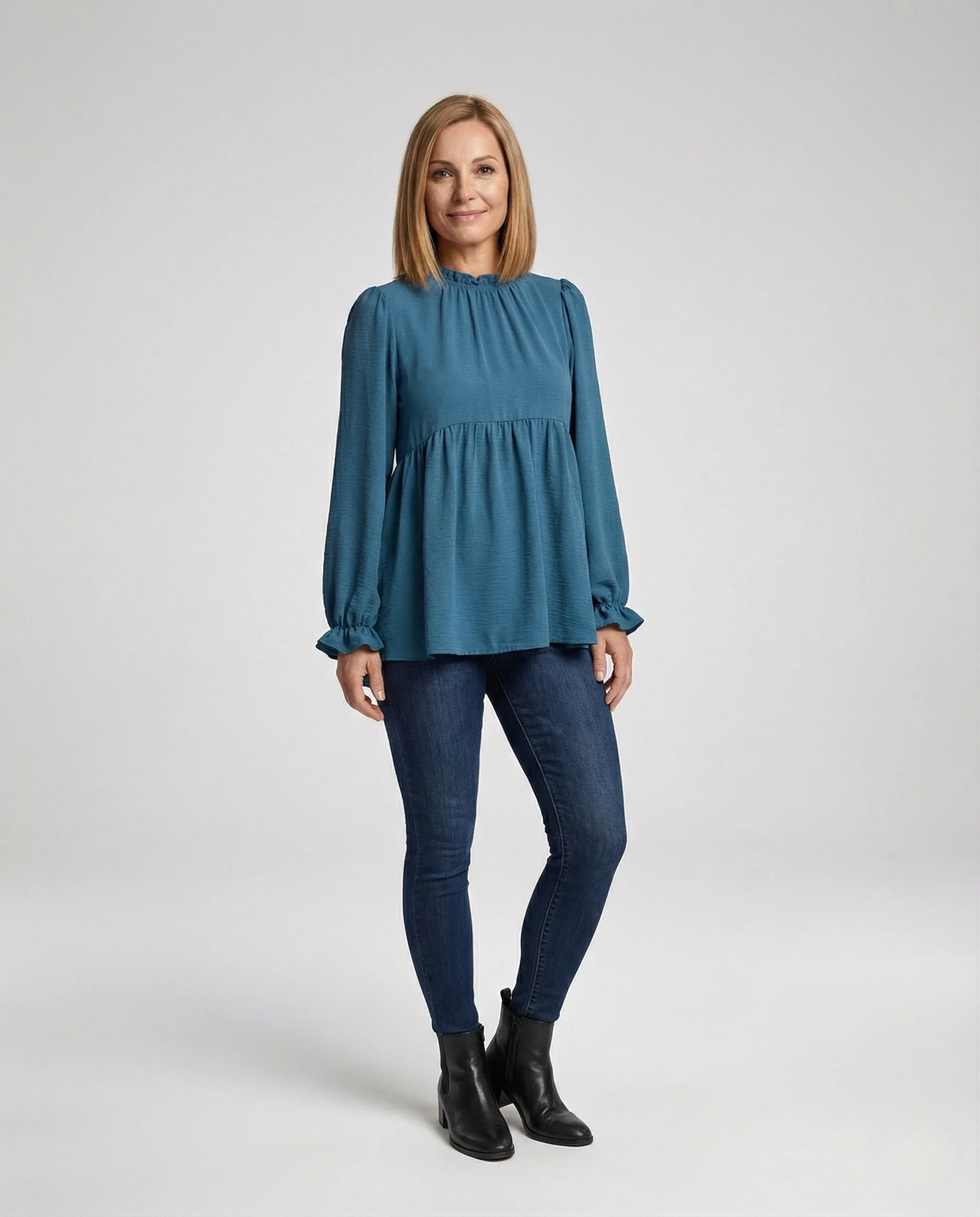 Bluse Damen Babydoll Struktur