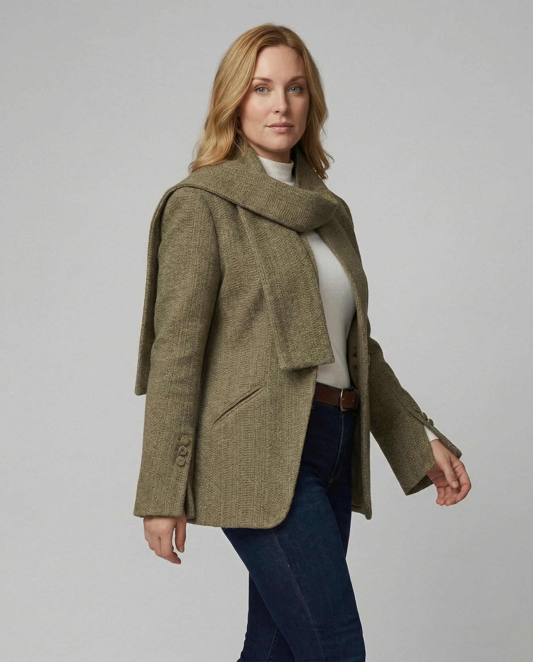 Strukturierter Strickblazer mit Schluppe und tailliertem Schnitt Heidi-Mode