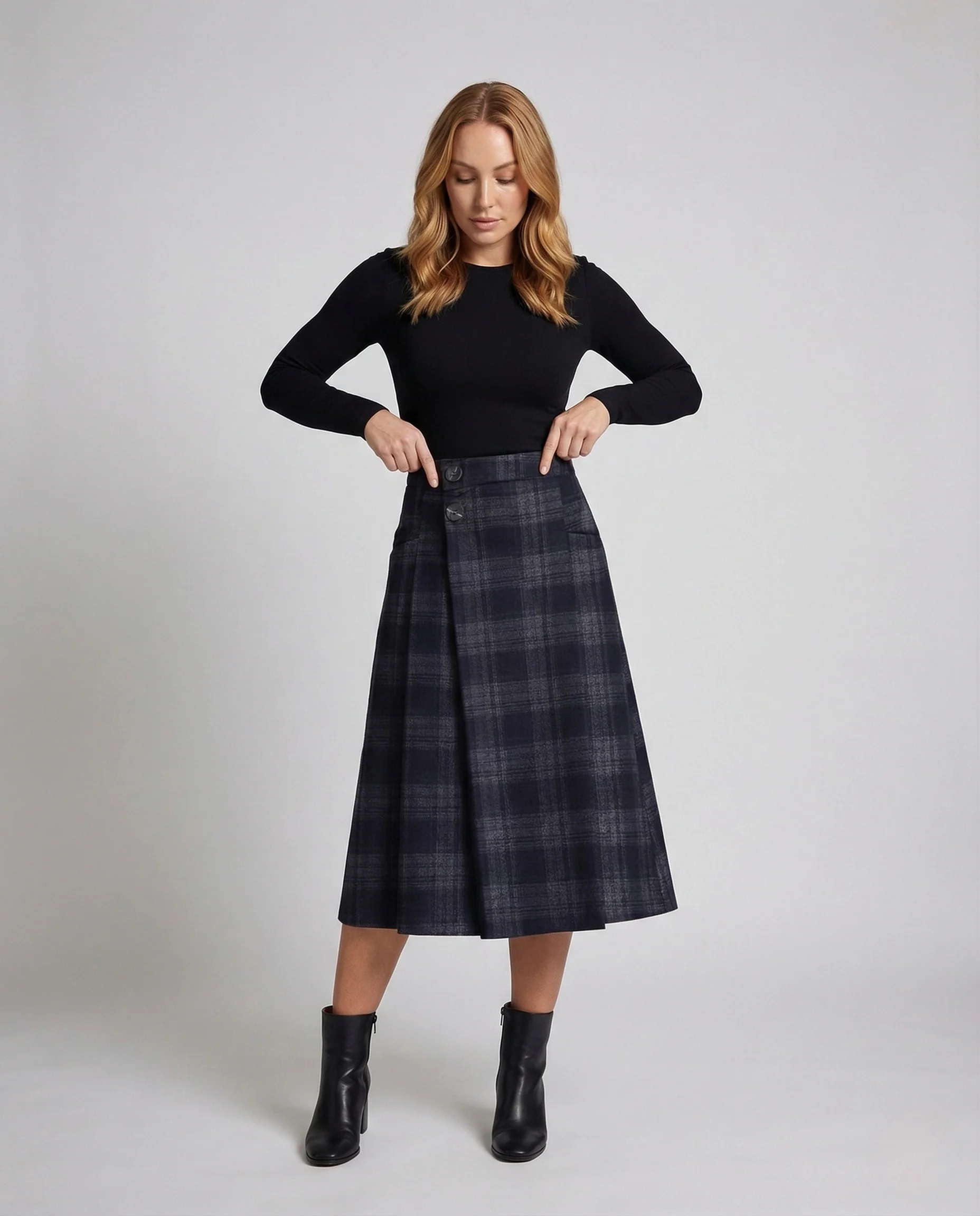 Damen Wollmix A-Linien Rock