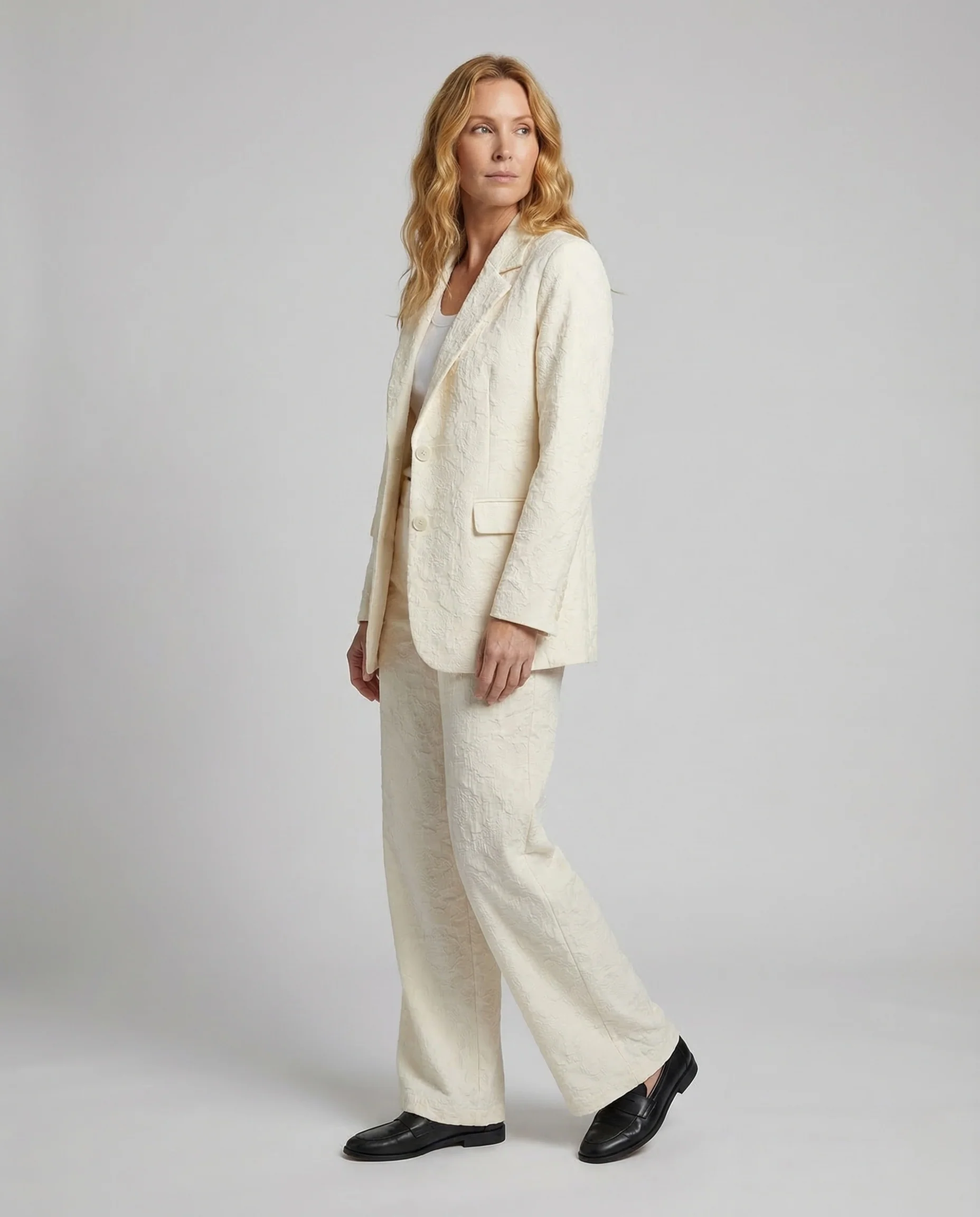 Damen Jacquard Blazer Hose Set