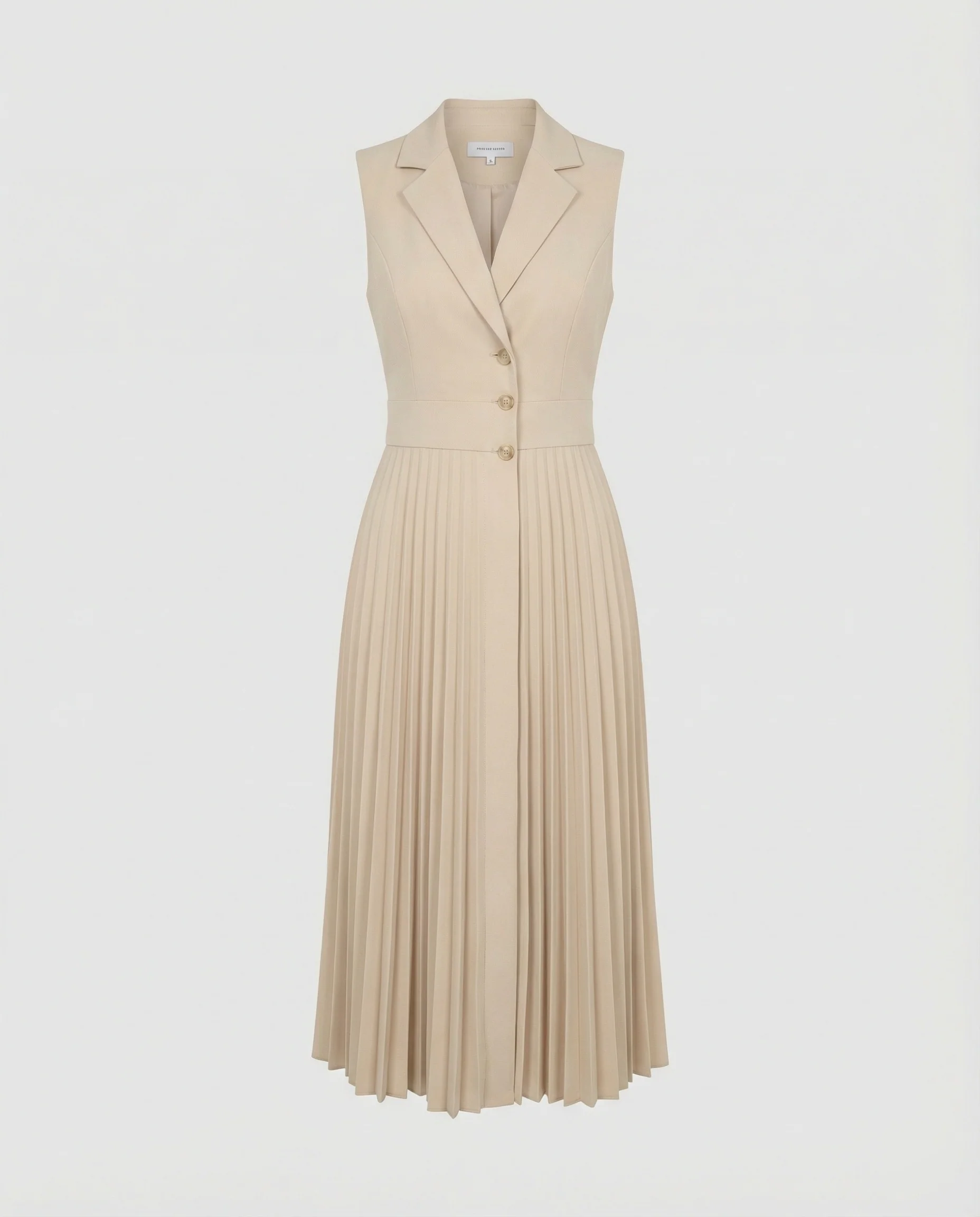 Damen Midikleid ärmellos mit Plisseerock