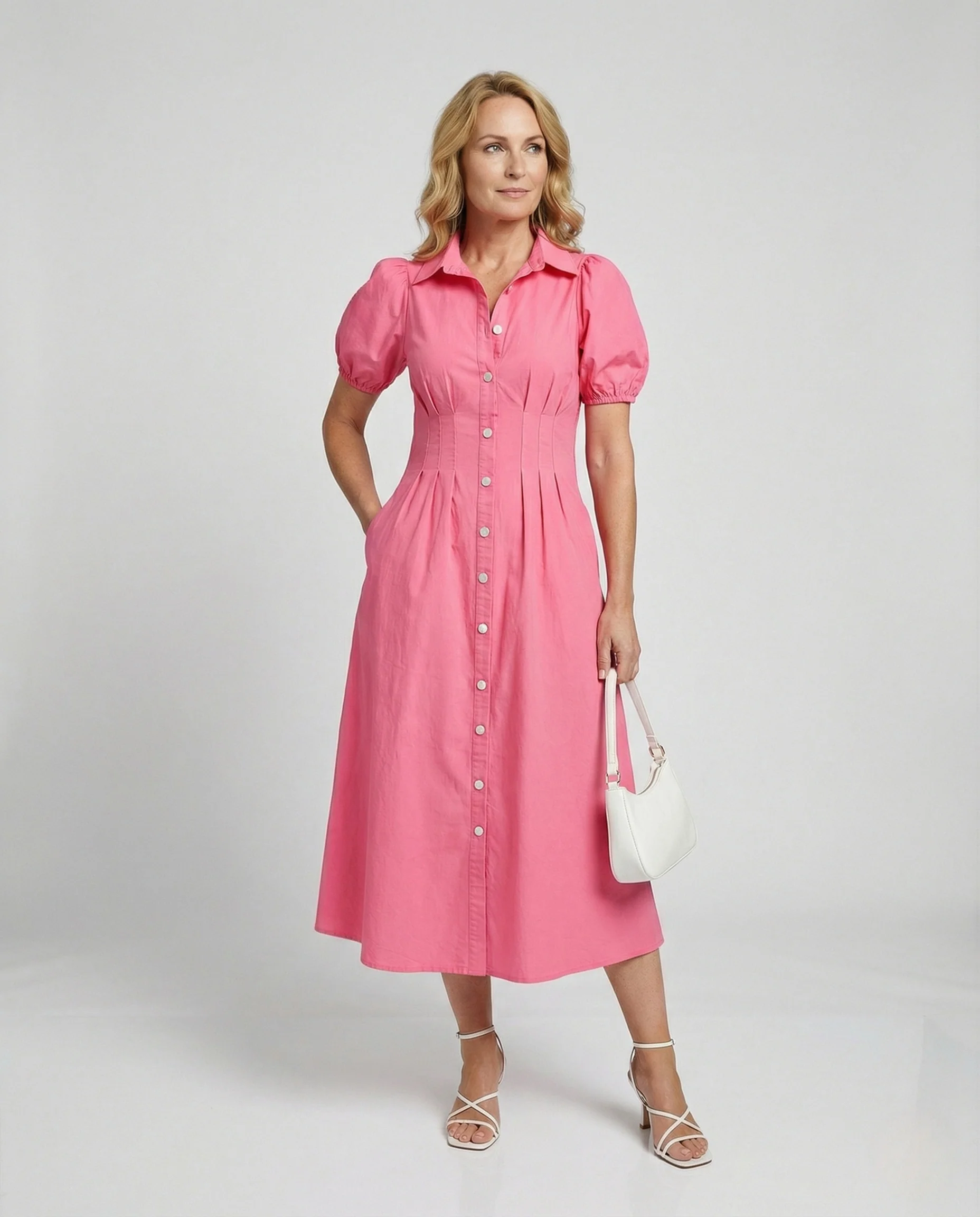 Damen Hemdkleid mit Puffärmeln