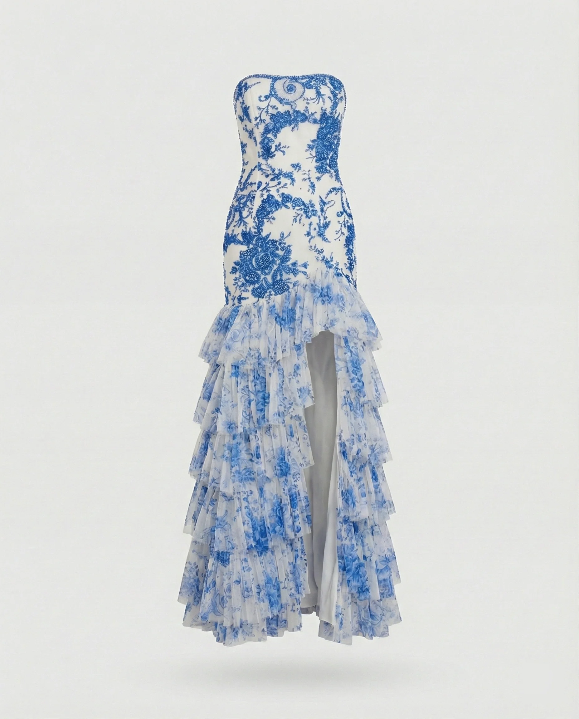 Damen Abendkleid trägerlos mit Schlitz