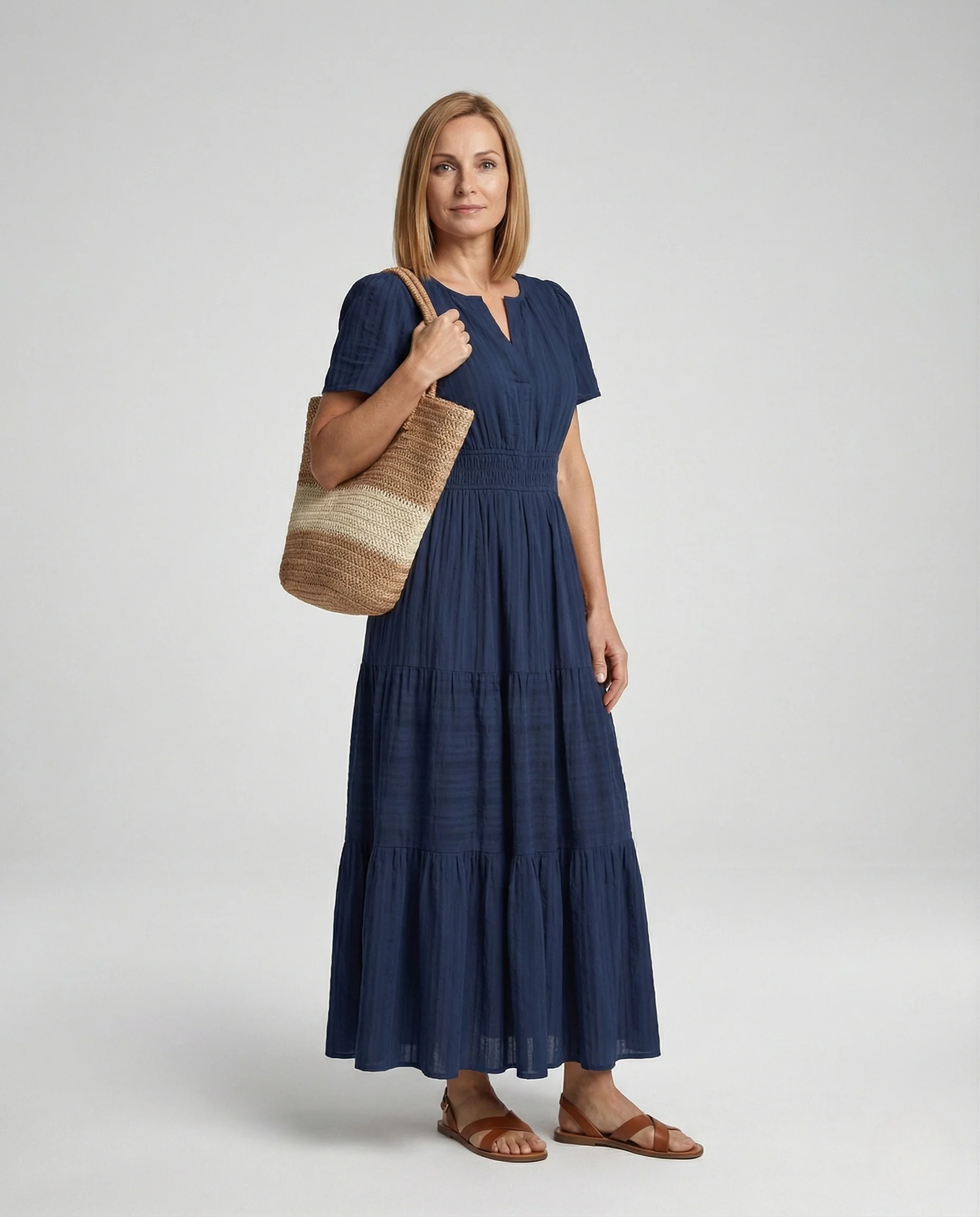 Freizeitkleid Damen Midikleid Falten