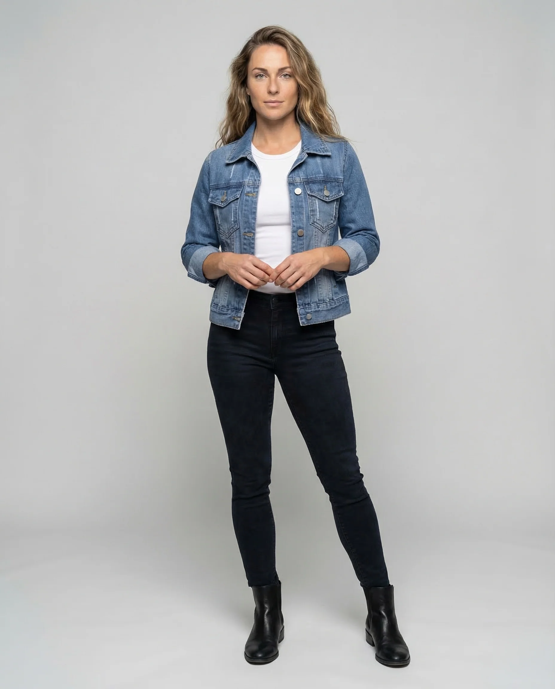 Damen Jeansjacke Boxy Kurz