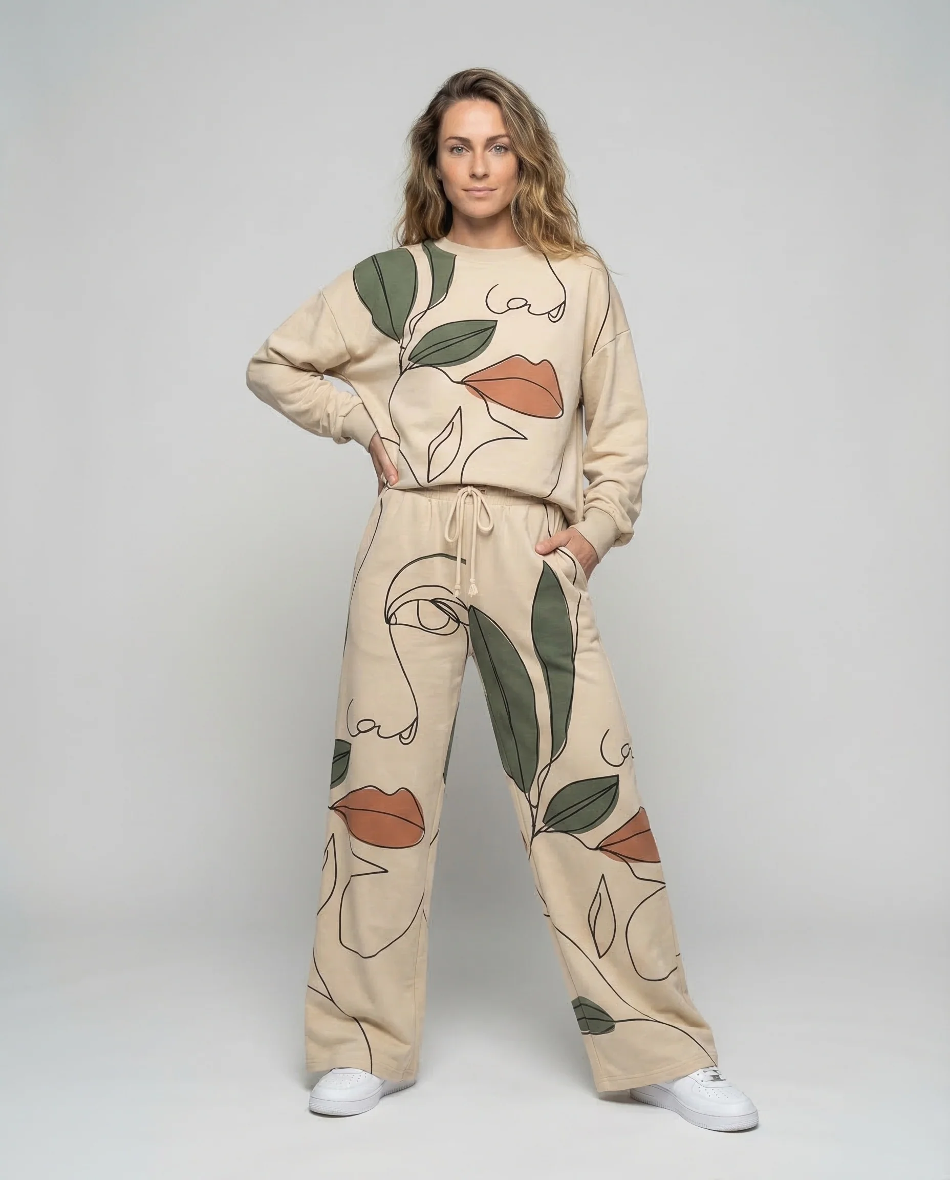 Damen Schmetterlingsprint-Set Baumwollmix