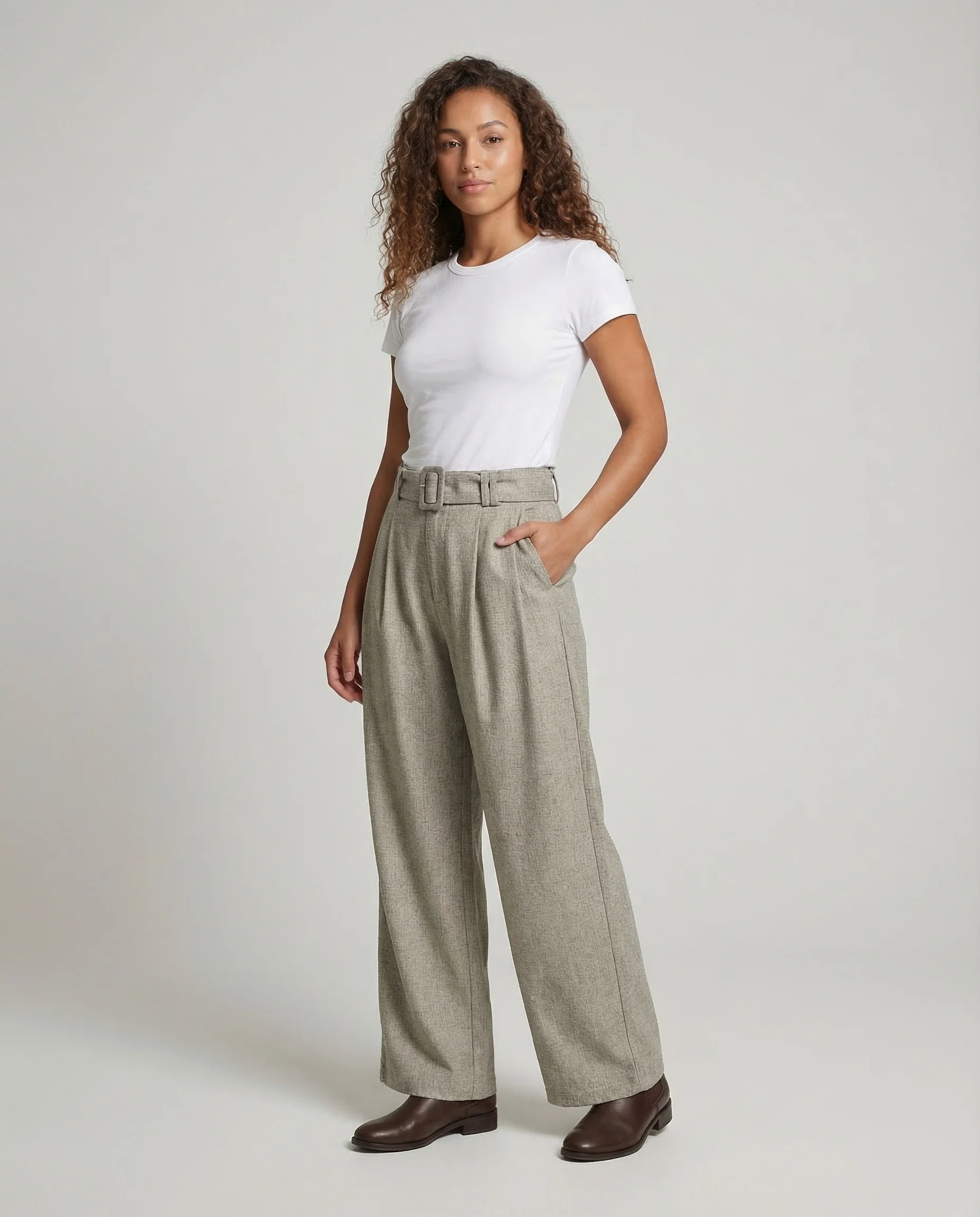 Damen Palazzo Hose Gürtel