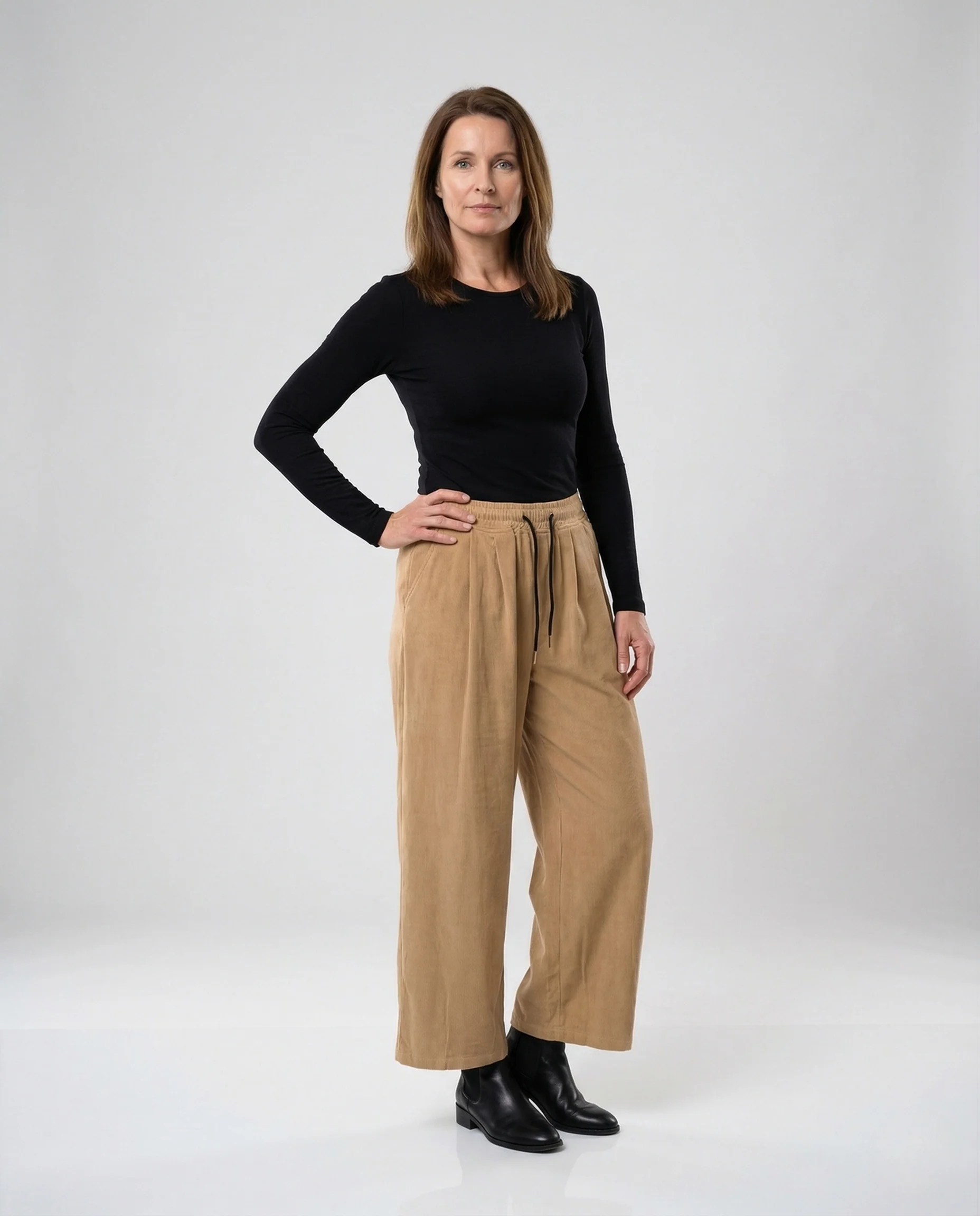 Damen Velours Loungehose Weit