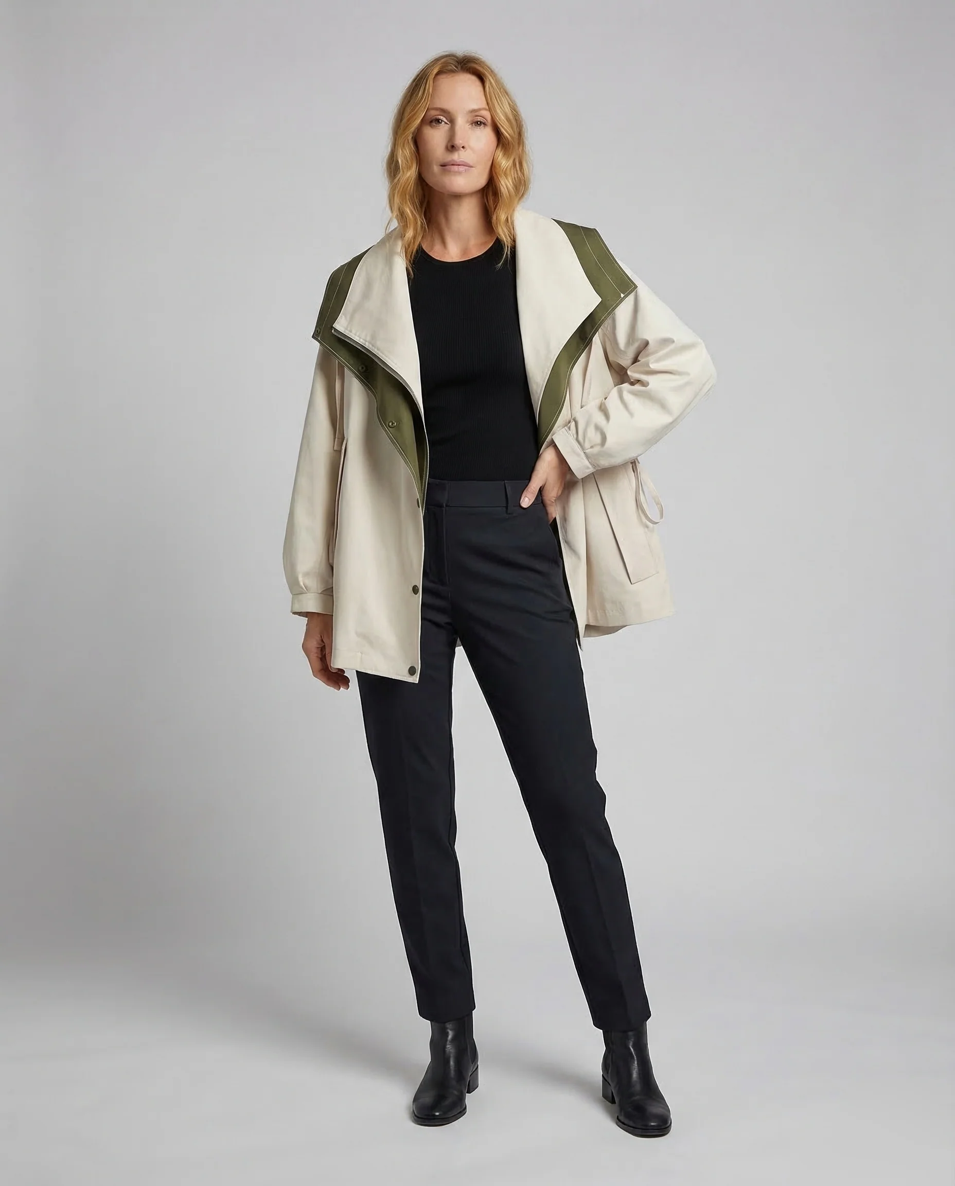 Damen Zweilagige Utilityjacke Wendekragen