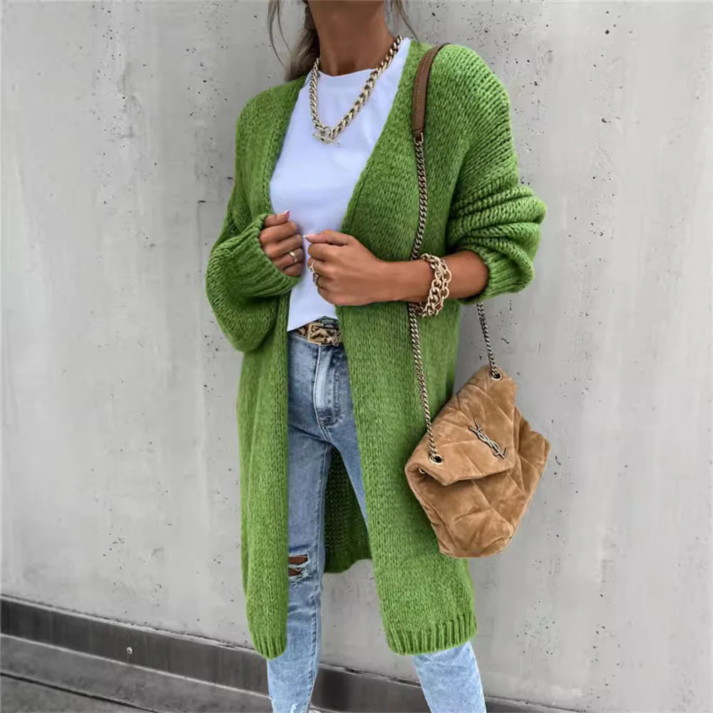 Damen Offene Strickjacke mit groben Maschen und lässigem Schnitt Heidi-Mode