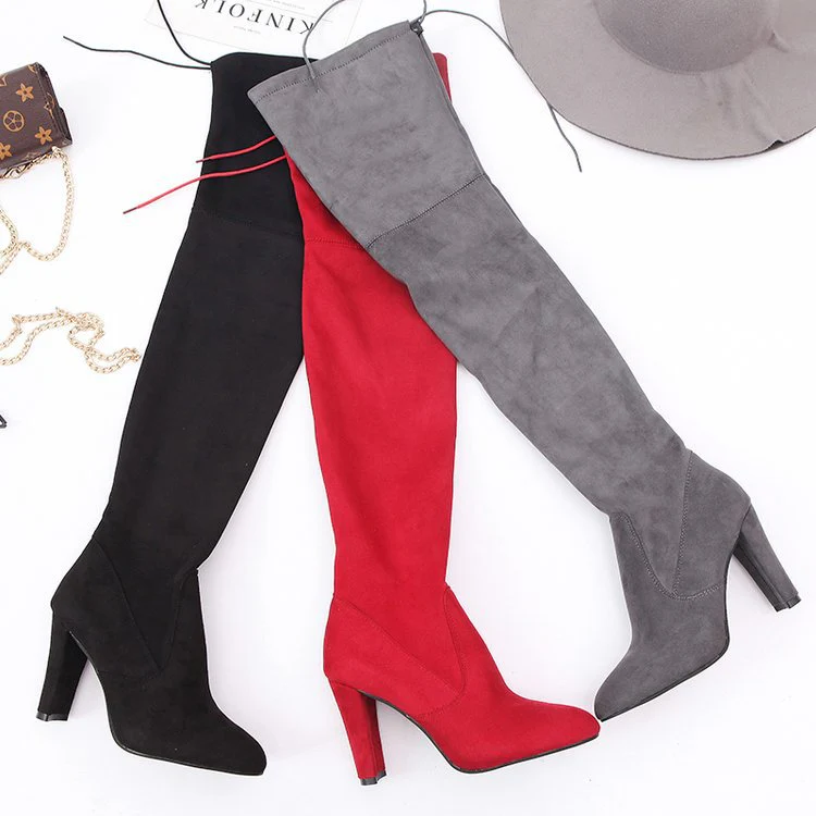 Damen Overkneestiefel mit elegantem Stiletto-Heel und modischem Schnür-Design Heidi Mode