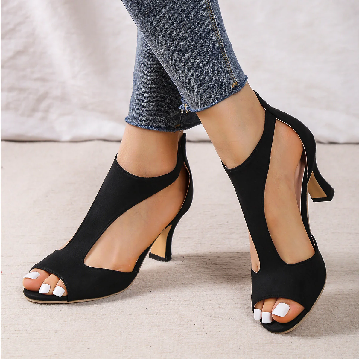 Damen Peep-Toe High Heels mit elegantem transparentem Design Heidi-Mode - Image 3