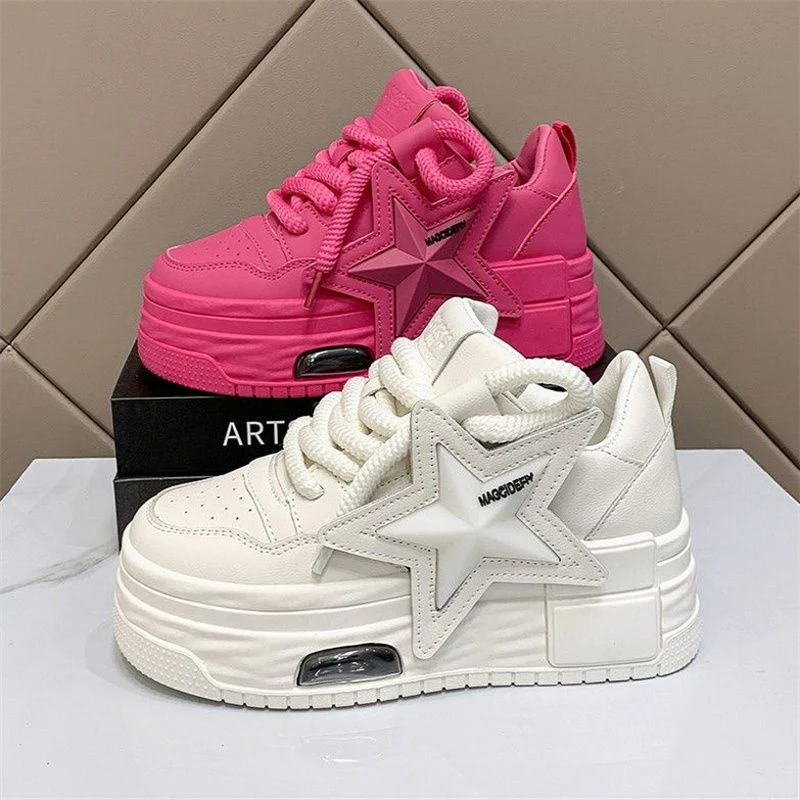 Damen Plateau-Sneaker mit modischem Sternen-Design und dämpfender Sohle Heidi Mode
