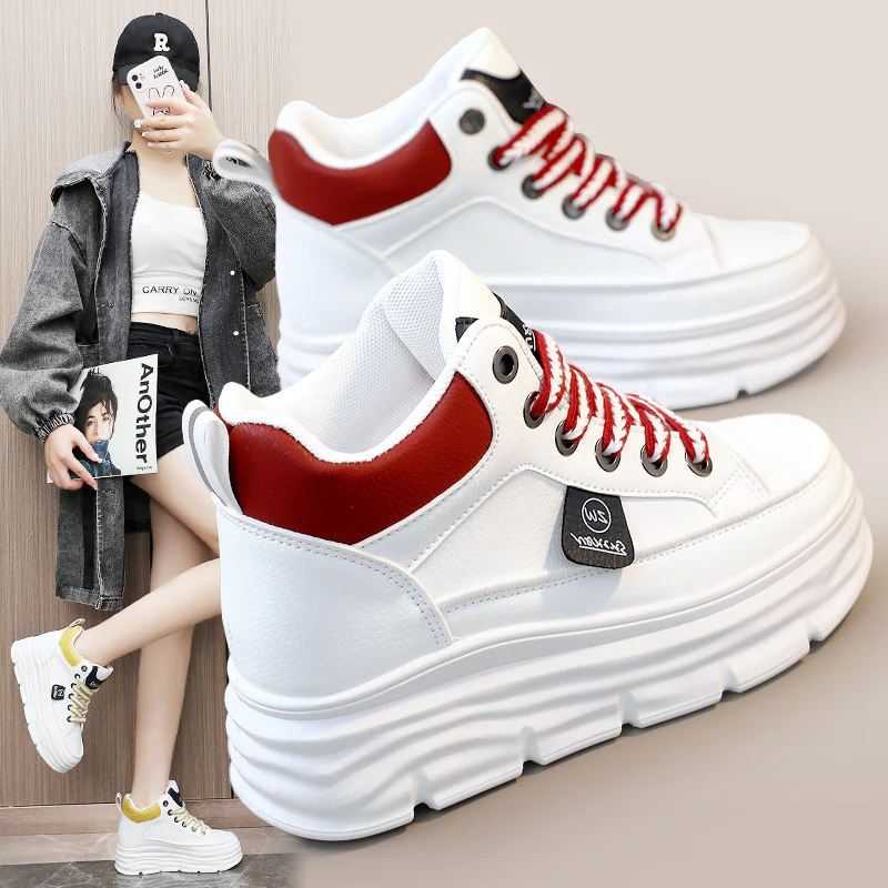 Damen Plattform Sneakers mit trendigem Farbdesign und extrakompakter Sohle Heidi Mode