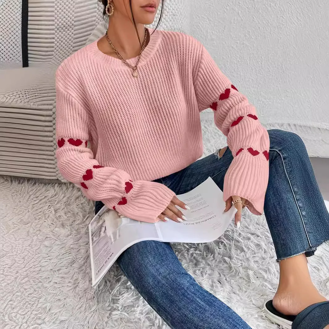 Damen Pullover mit romantischem Herzdesign Heidi-Mode