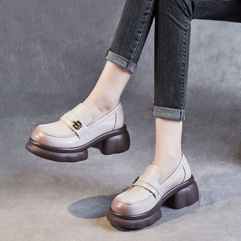 Damen schicke Loafer mit modischem Plateau und eleganter Schnalle Heidi Mode