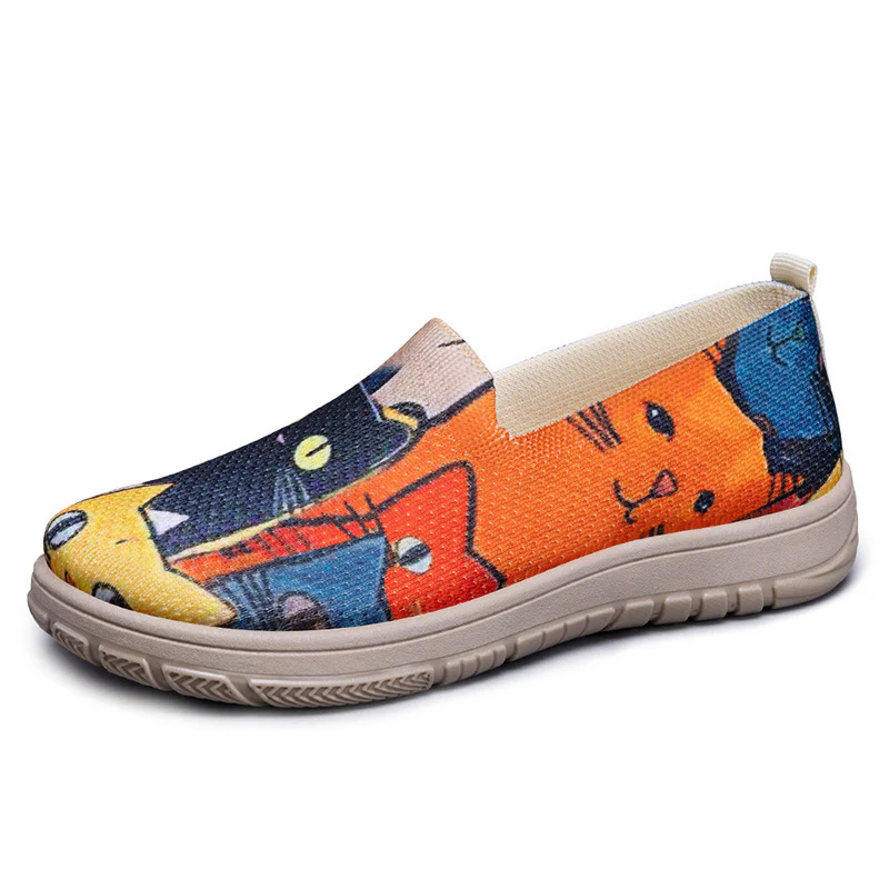 Damen Slip-On Freizeitschuhe mit buntem Katzendesign Heidi Mode - Image 5