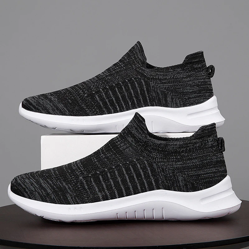 Damen Slip-On Sneakers mit elastischen Einsätzen und atmungsaktiver Stricktechnologie Heidi Mode