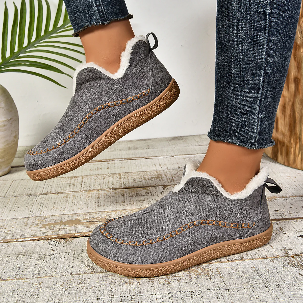 Damen Slipper mit warmem Fleece-Futter und rutschfester Sohle Heidi Mode - Image 8