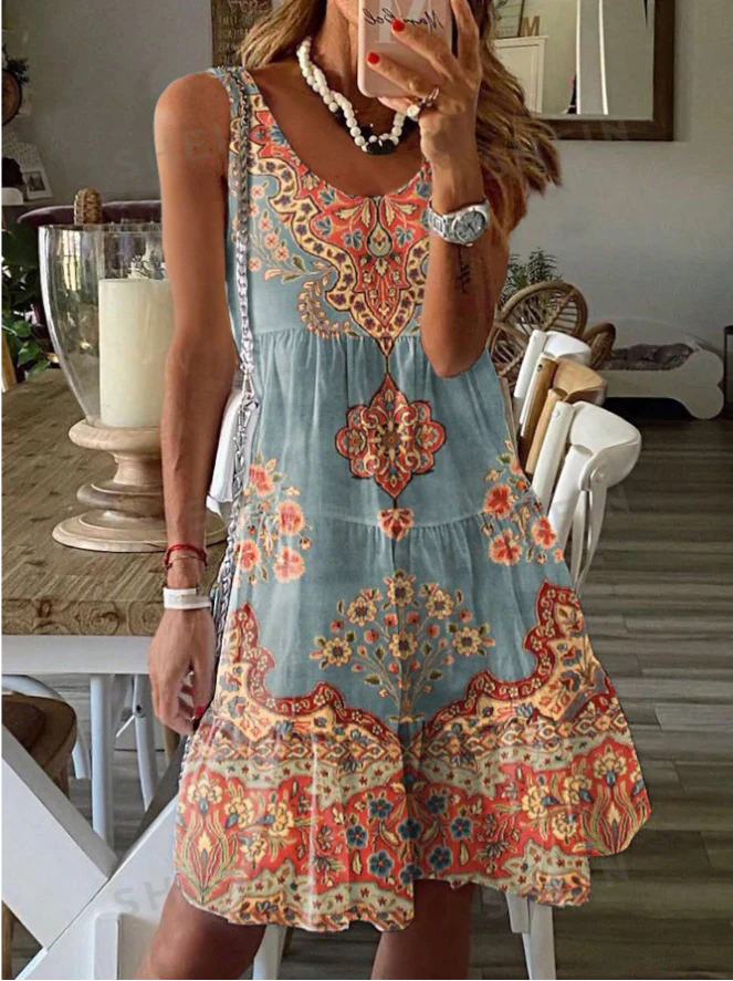 Damen Sommerkleid mit floralem Druck und fließendem Schnitt Heidi-Mode - Image 7