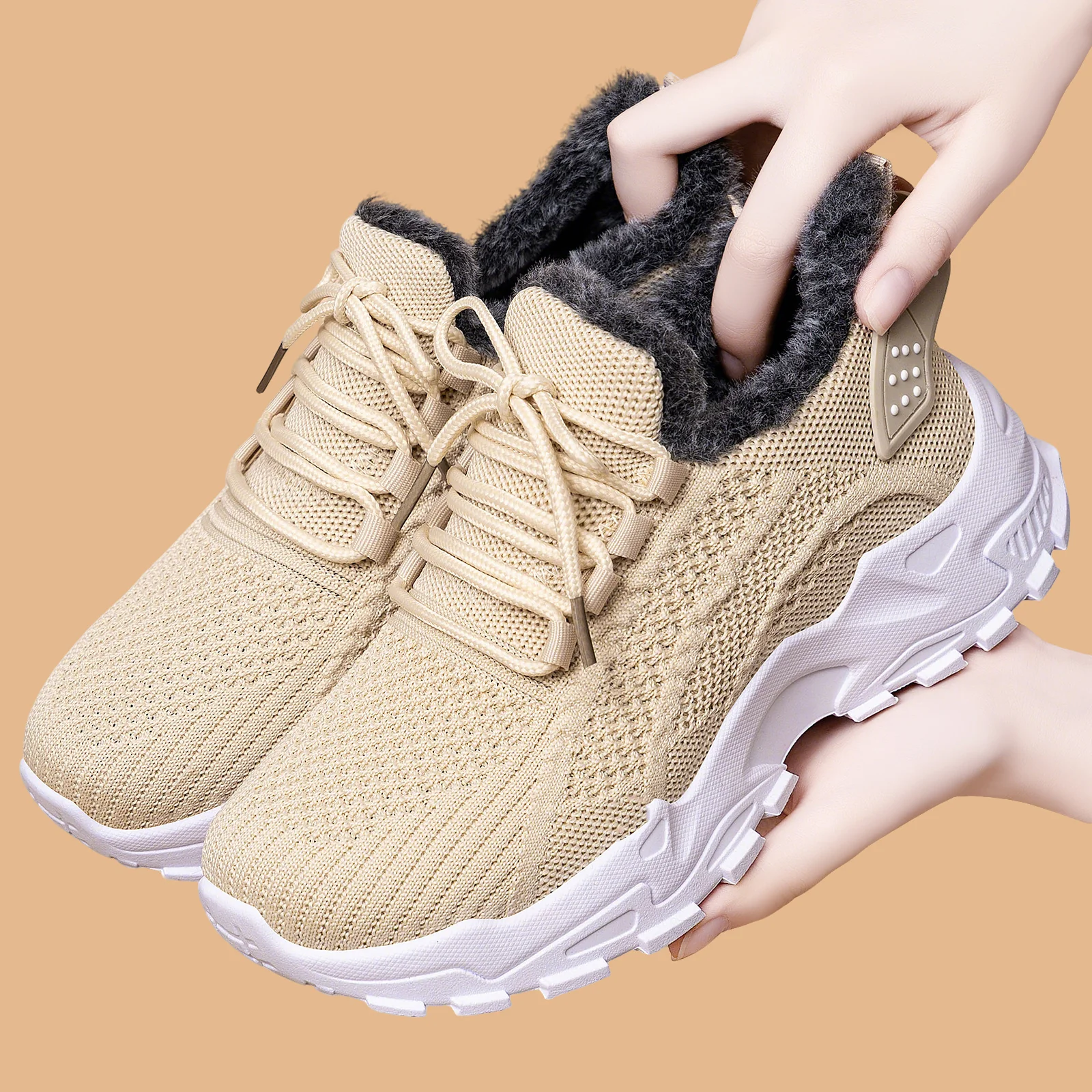 Damen Sportliche Komfort Sneaker mit kuscheligem Innenfutter Heidi Mode