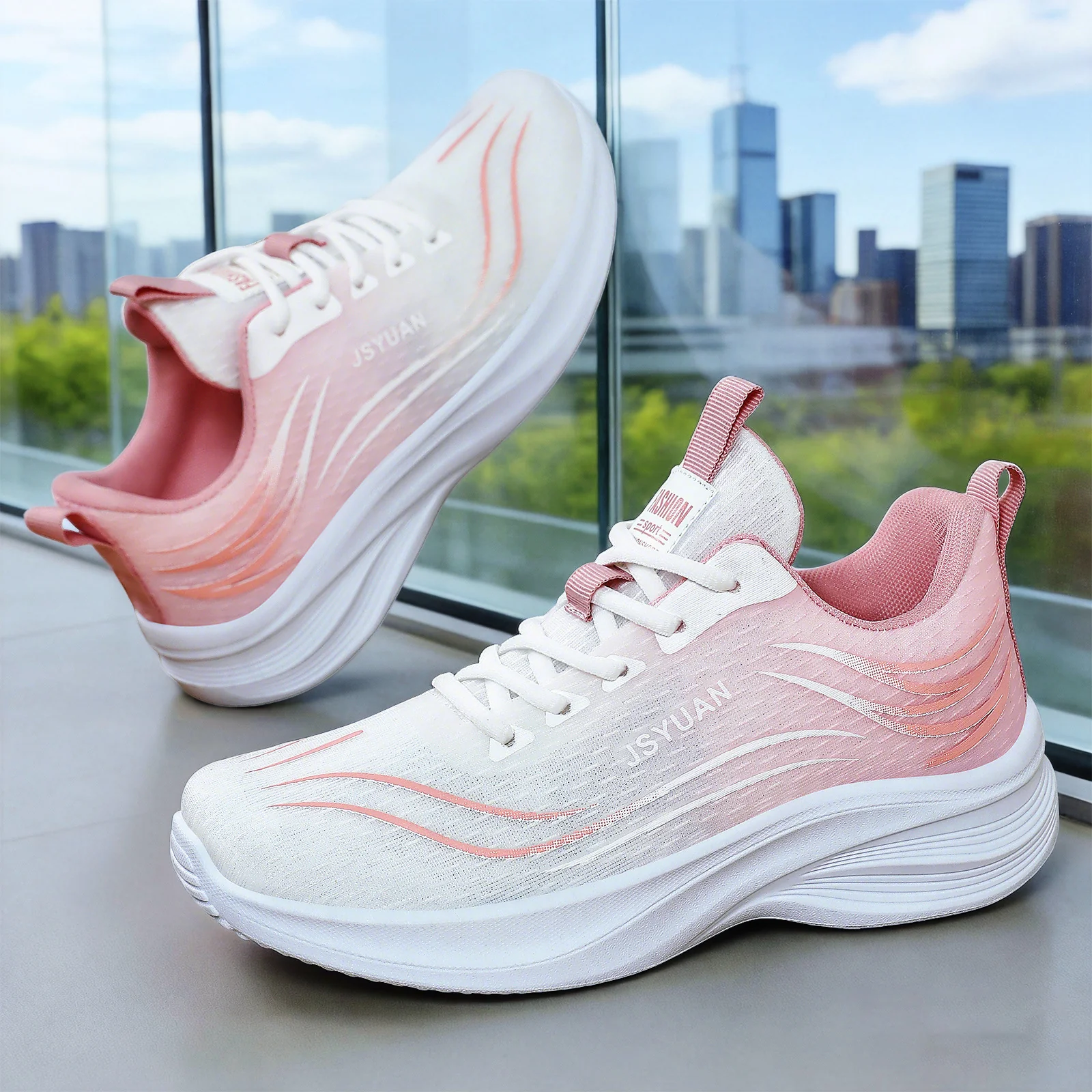 Damen Sportliche Laufschuhe mit atmungsaktivem Strickdesign und gepolsterter Dämpfung Heidi Mode