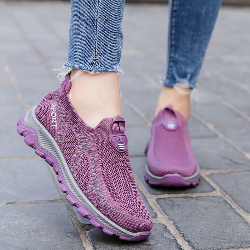 Damen Sportliche Slip-On Sneakers mit atmungsaktiver Mesh-Oberfläche und rutschfester Sohle Heidi Mode