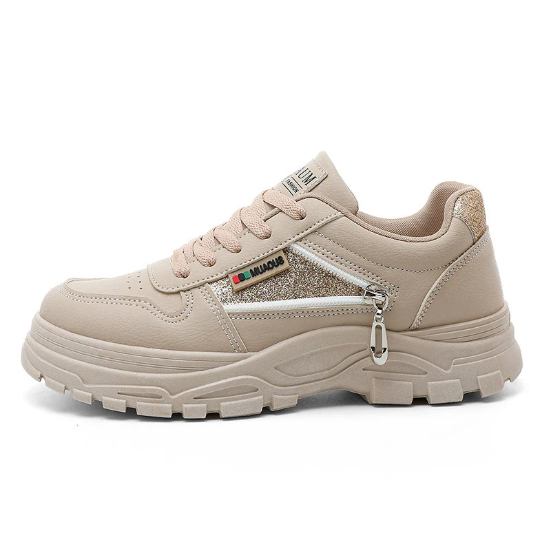 Damen sportliche Sneaker mit modischem Reißverschluss und stoßdämpfender Sohle Heidi Mode - Image 8