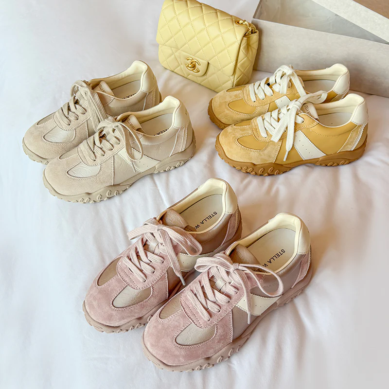 Damen Sportliche Sneakers mit atmungsaktivem Obermaterial und ausgeflipptem Laufprofil Heidi Mode