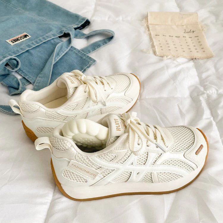 Damen sportliche Sneakers mit atmungsaktiver Mesh-Oberfläche und flexiblem Sohlenprofil Heidi Mode