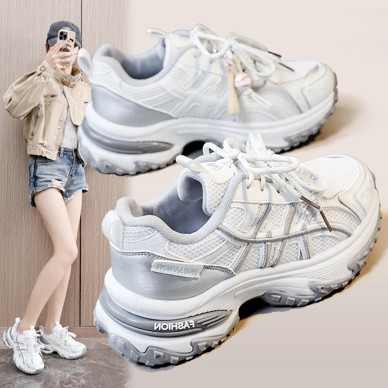 Damen Sportliche Sneakers mit atmungsaktiver Mesh-Oberfläche und stoßdämpfendem Fußbett Heidi Mode