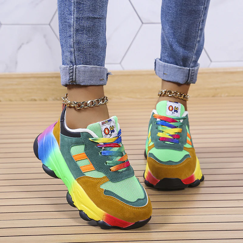 Damen Sportliche Sneakers mit buntem Farbverlauf und atmungsaktiver Mesh-Oberfläche Heidi Mode - Image 3
