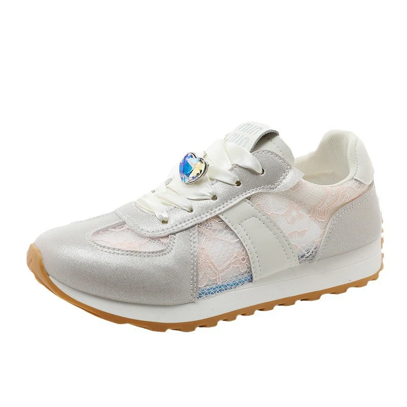 Damen sportliche Sneakers mit funkelndem Kristall und atmungsaktiver Oberfläche Heidi Mode