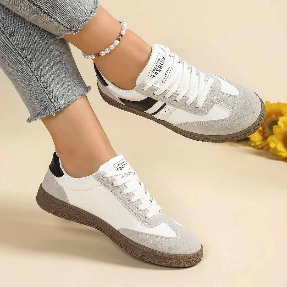 Damen Sportliche Sneakers mit hochwertiger Leder-Verarbeitung und rutschfester Gummisohle Heidi Mode
