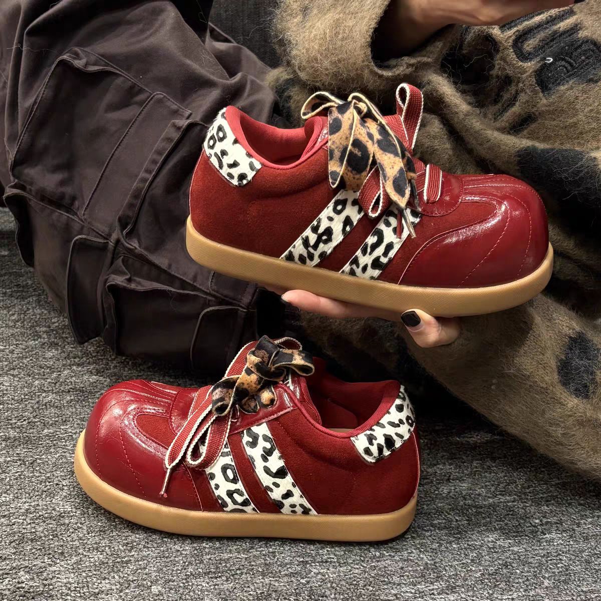 Damen Sportliche Sneakers mit modischem Animalprint und innovativem Schnürsystem Heidi Mode