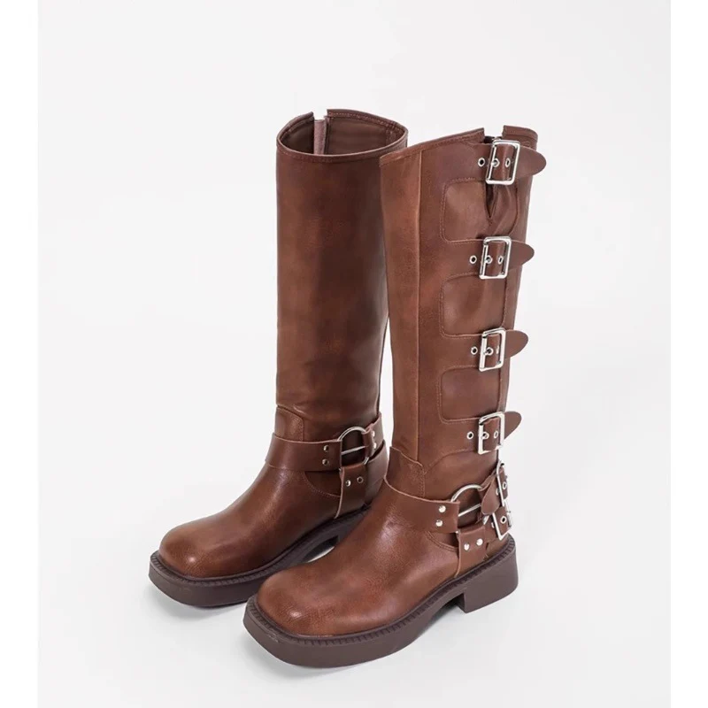 Damen Stiefel mit modischen Schnallen und robustem Blockabsatz Heidi Mode - Image 6