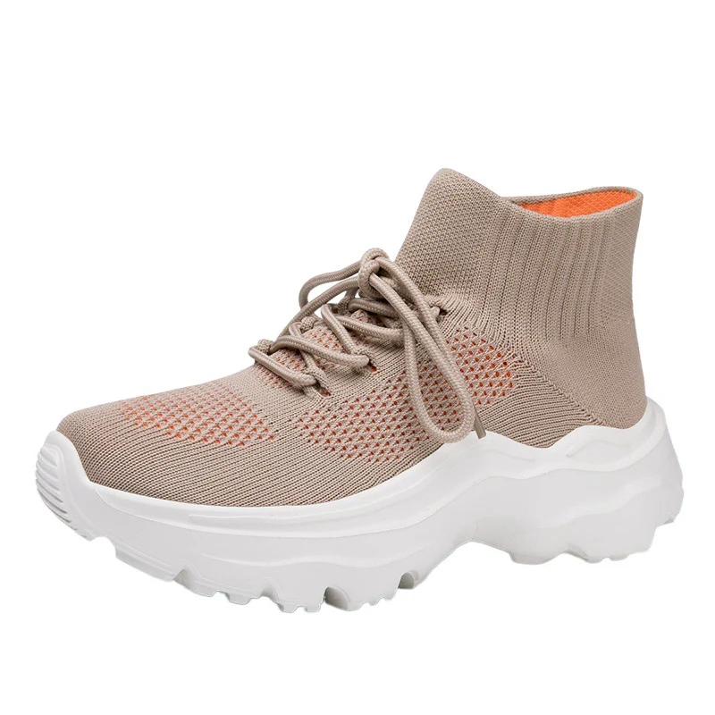 Damen Strick-Sneakers mit hohem Kragen und rutschfester Sohle Heidi Mode