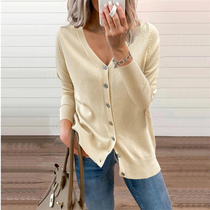 Damen Strickjacke mit Modernen Knopfdetails und Tiefem V-Ausschnitt Heidi-Mode - Image 13